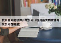 杭州最大的软件开发公司（杭州最大的软件开发公司在哪里）