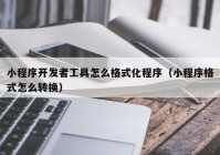 小程序开发者工具怎么格式化程序（小程序格式怎么转换）